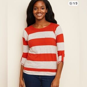 Poof Stripped Long Sleeve Shirt, Roll Up Sleeves
